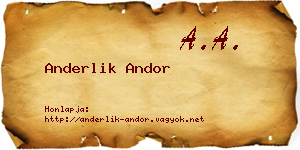 Anderlik Andor névjegykártya